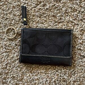 Coach Black Canvas and Leather Keychain Wallet